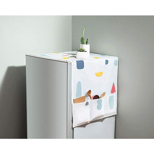 Fridge Dustproof Cover,Refrigerator Washing Machine Top Cover with Kitchenware Organizer Pockets