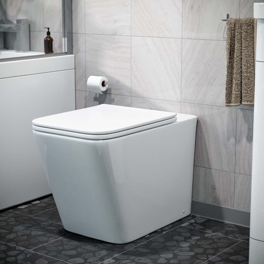Neshome - Square Rimless Back To Wall Toilet With uf Seat White