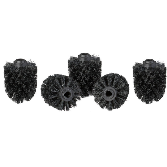 Toilet Brush Head Set of 5, Loose Toilet Brushes, 12 mm Threads, Replacement Heads, Diameter 8 cm, Black - Relaxdays