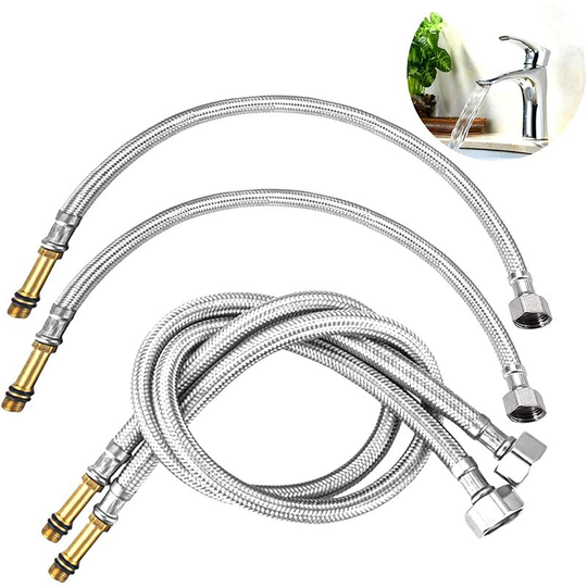 Betterlife 4pcs Flexible Connecting Hose,Stainless Steel Sanitary Hose,Hose Faucet,Flexible Connecting Pipes,Indoor Sanitary Hose,For Sink Single