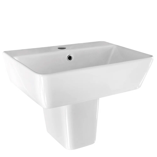Lam White Ceramic U-Shaped Wall Mount Bathroom Sink with Overflow