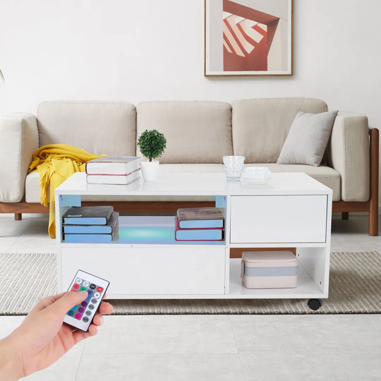 Coffee Table Movable Storage Shelf With Dreawer