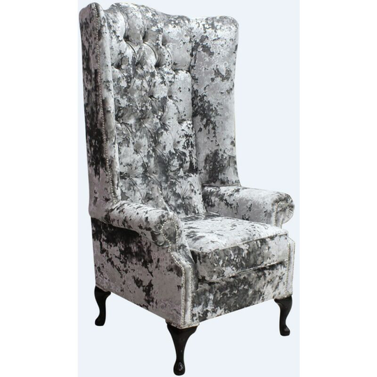 Chesterfield Soho Velvet High Back Wing Chair Lustro Mercury