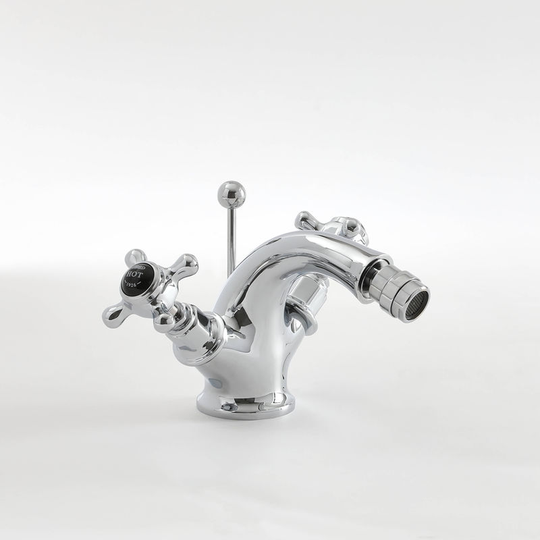 Milano - Elizabeth - Traditional Mono Bidet Mixer Tap with Crosshead Handles - Chrome and Black