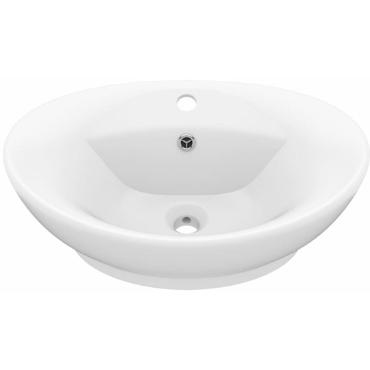 Luxury Basin Overflow Oval Matt White 58.5x39 cm Ceramic vidaXL - White