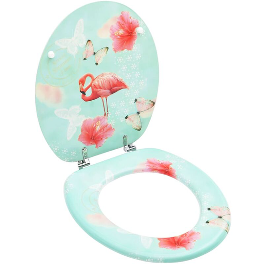 Wc Toilet Seat with Lid mdf Flamingo Design FF146905_UK - Topdeal