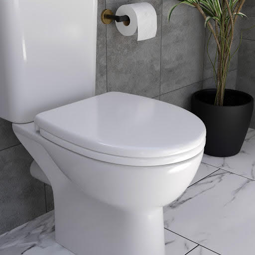 Baystone Toulouse Soft Close D-Shape Toilet Seat - Top Fix White