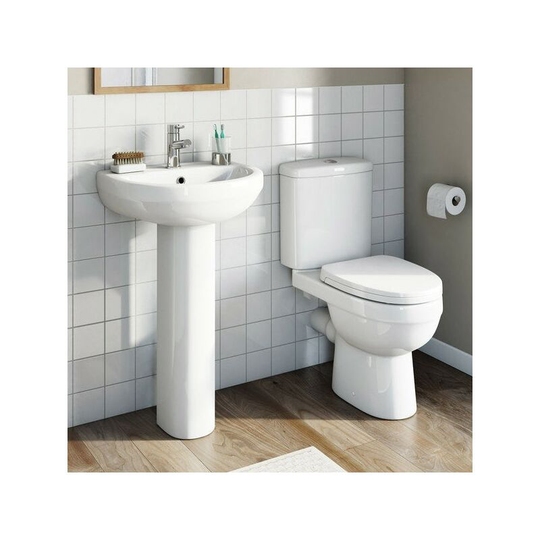 Eden complete cloakroom suite with full pedestal basin 550mm with tap and waste - Orchard