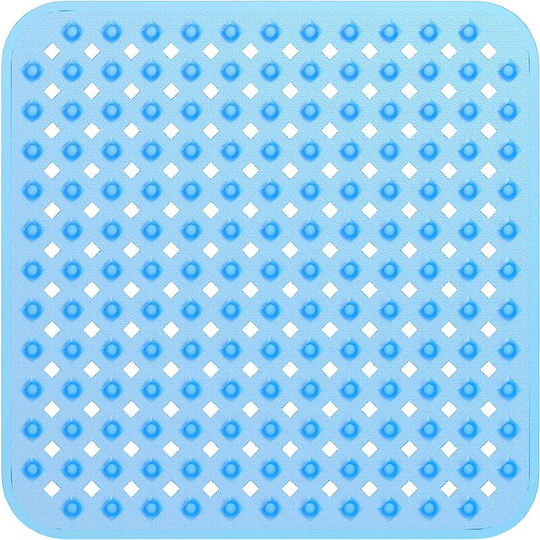 Square Shower Mat Non Slip 53*53cm Shower Stall Mat with Suction Cups & Drain Hole, Bath Tub Mat for Stand up Showers, Anti Slip Shower Mat Machine