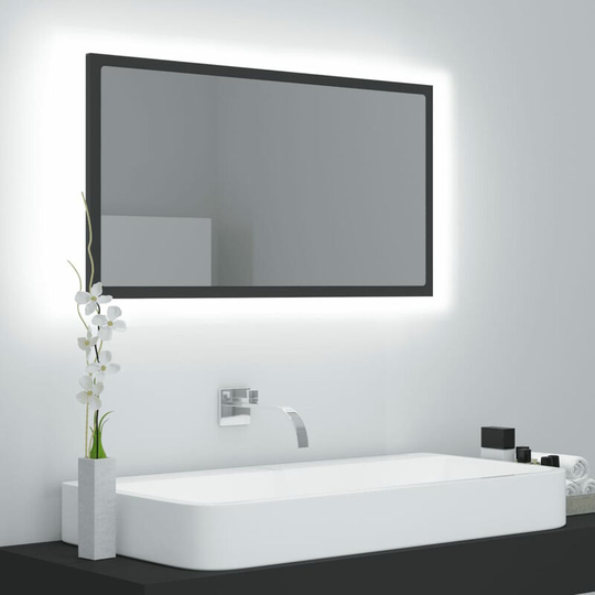 Led Bathroom Mirror Grey 80x8.5x37 cm Chipboard