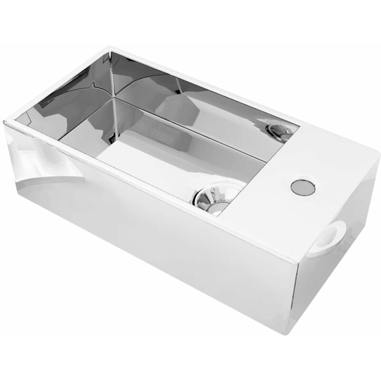 Wash Basin with Overflow 49x25x15 cm Ceramic Silver vidaXL - Silver