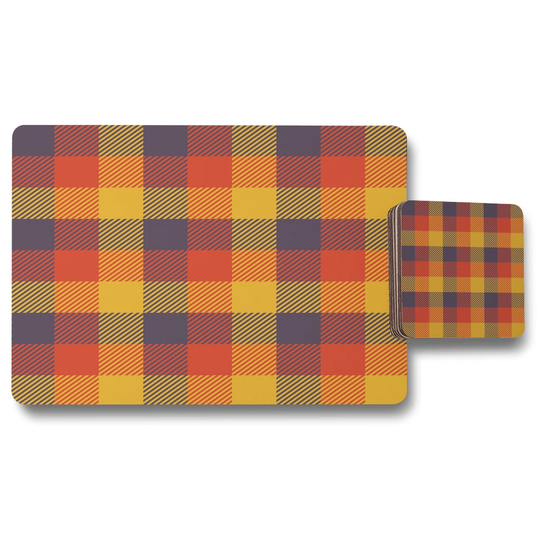 Ashtabula Check 12 Piece Cork Placemat and Coaster Set
