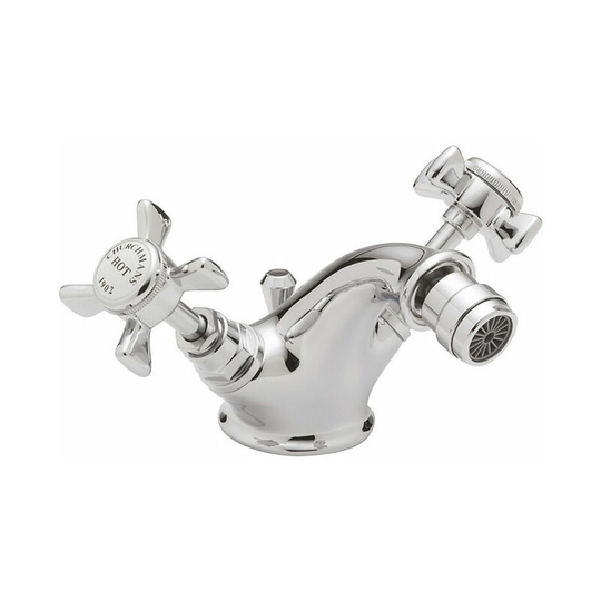 Churchmans Mono Bidet Mixer Tap With Pop Up Waste Dual Handle Chrome - Sagittarius