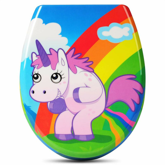 Toilet seats Soft Close Adjustable Hinge Toilet Lid Cover Family Bathroom a Unicorn - Woltu