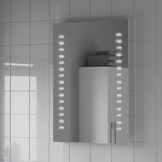 Bathroom Mirror LED Lights Wall Hung Battery Powered Large Modern IP44 500x700mm - Silver