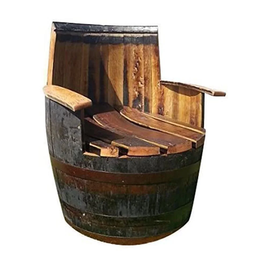 Union Rustic Hand Crafted Solid Oak Wood Rustic Whiskey Barrel Wooden Armchair