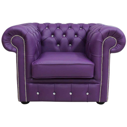 Chesterfield crystallized™ Elements Low Back ArmChair Wineberry Purple Leather