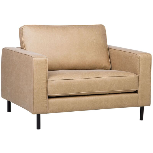Beliani - Modern Minimalist Faux Leather Armchair Cushions Metal Legs Beige Savalen - Beige