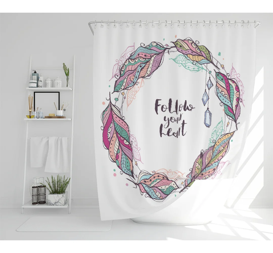 Follow Your Heart Designer Shower Curtain