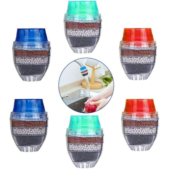 Perlerare - 6PCS Kitchen Faucet Faucet Round Activated Carbon Filter Faucet Water Filter 5 Layers Home Purified Water Faucet