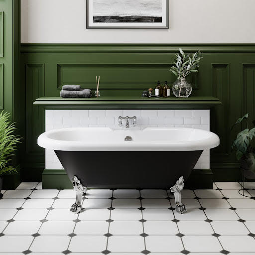 Park Lane Oxford Freestanding Roll Top Bath with Dragon Feet 1500mm - Matt Black