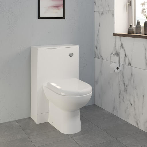 Aurora White Gloss Concealed Cistern Unit & Toilet 500mm