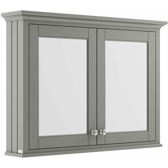 Old London Mirrored Bathroom Cabinet 1050mm Wide - Storm Grey - Hudson Reed