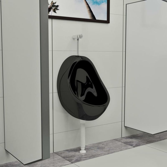 Hommoo - Wall Hung Urinal with Flush Valve Ceramic Black VD05858