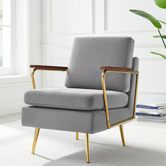 Cherry Tree Furniture Nashville Armchair Grey Velvet - Grey