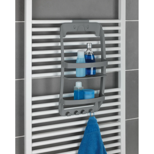 WENKO Bathroom Shelf Universal, Anthracite, Bathroom Hanging Without Drilling