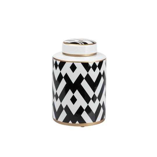 Parc Black/White/Gold Ceramic Jar