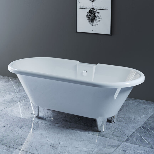 NRG - Traditional Luxury Freestanding Bath Roll Top Bathtub with Chrome Claw Feet 1750 x 800mm