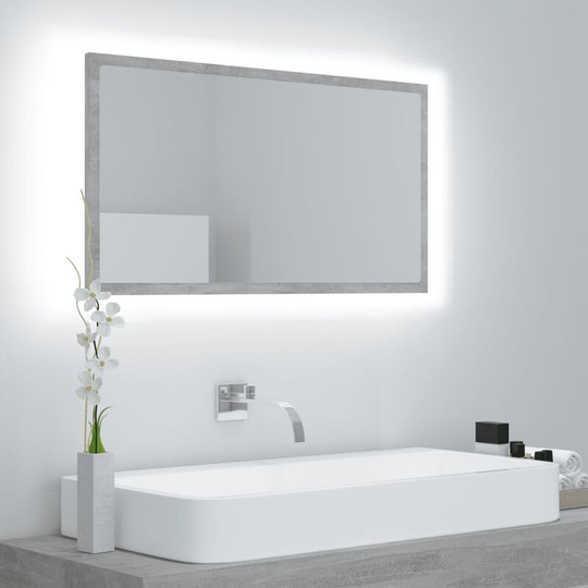 Led Bathroom Mirror Concrete Grey 80x8.5x37 cm Chipboard