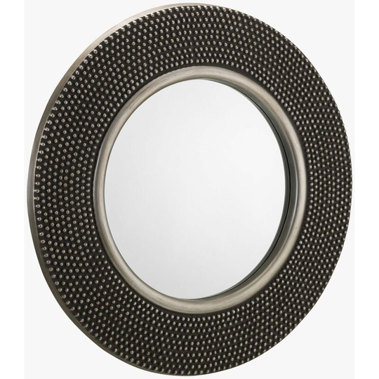 Favelli Round Studded Wall Mirror - pewter