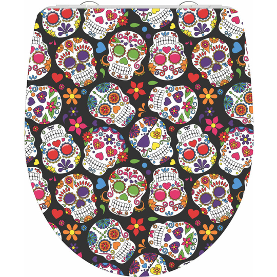 Duroplast High Gloss Toilet Seat with Soft-Close crazy skull schütte - Multicolour