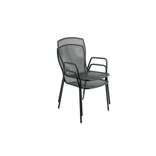 LOT DE 4 FAUTEUILS FERENZE EN ACIER ACCOUDOIRS CARRES