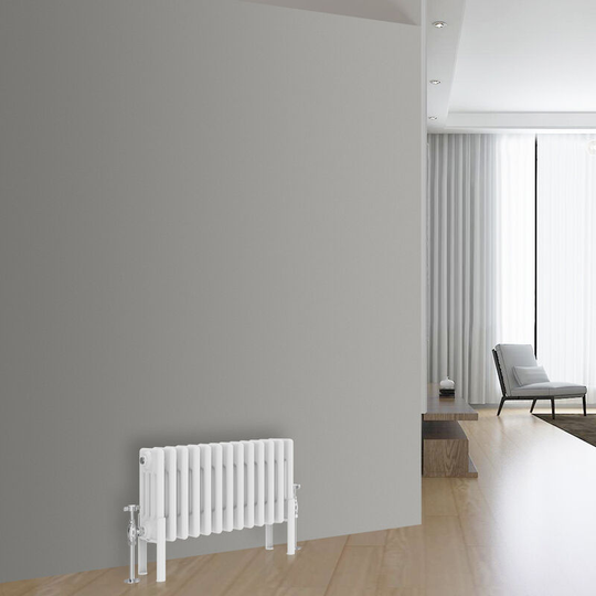 NRG - Traditional Cast Iron Style Radiator Central Heating Rads White Horizontal 4 Column 300x605mm