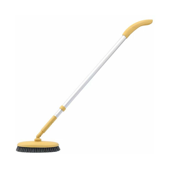 Retractable floor brush, long-sleeved bath brush, brush floor brush, bathtub tile brush (18.5 * 9.5 * 10.2 cm, yellow)