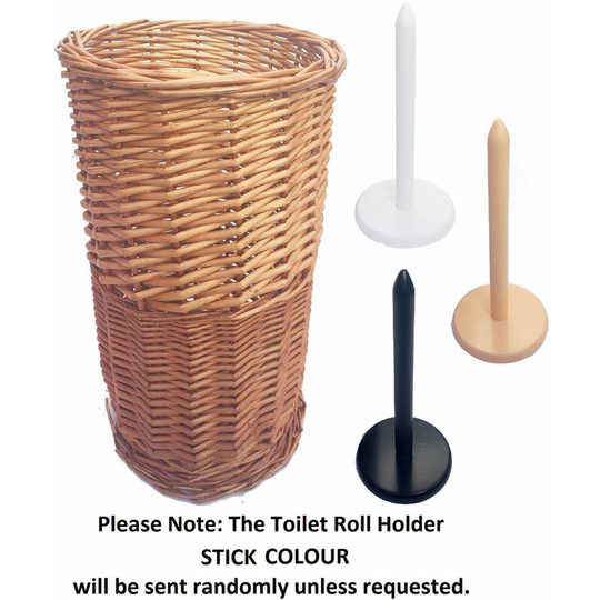 Wicker Round Toilet Roll Holder With Stick [Honey Toilet Roll Holder 37x21.5cm] - Honey