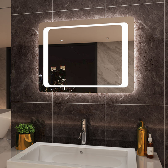 Elegant - Illuminated led Bathroom Mirror 800 x 600 mm Light Infrared Sensor + Demister