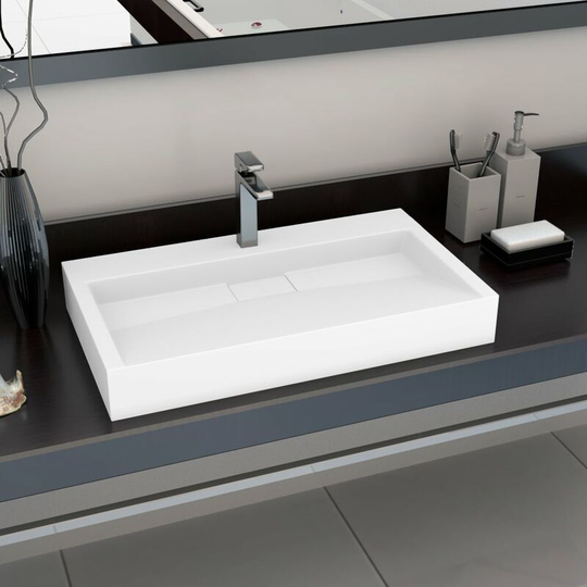 Wash Basin 80x46x11 cm Mineral Cast/Marble Cast White VDTD05903 - Topdeal