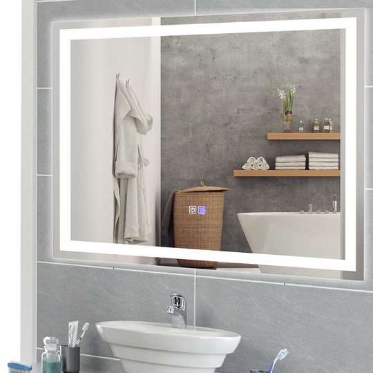 80 x 60 cm Anti-fog led Lighted Mirror Wall Mounted Bathroom Mirror Touch Switch