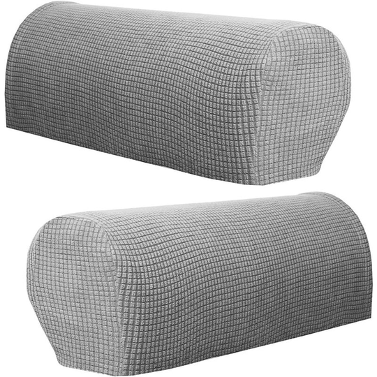 Armchair Arm Covers Stretch Sofa Arm Caps Armrest Covers for Chairs Furniture Protector Set of 2 (Light grey) - Litzee