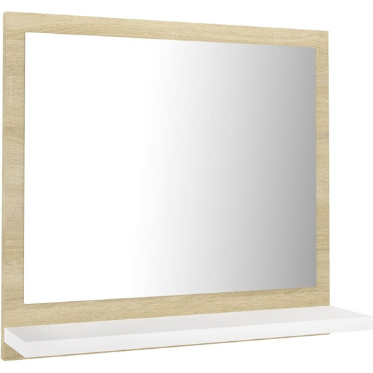 Bathroom Mirror White and Sonoma Oak 40x10.5x37 cm Engineered Wood Vidaxl White