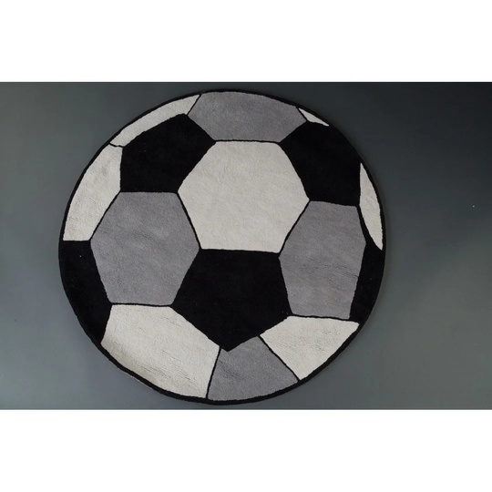 Kids Football Hand-Tufted Black/White/Grey Area Rug