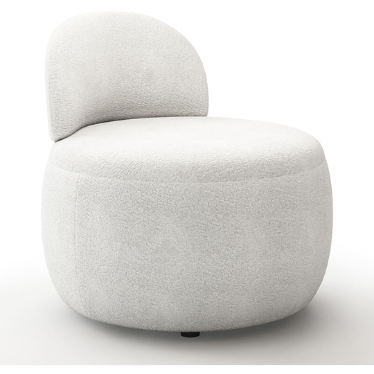 Privatefloor - White boucle armchair - upholstered - Melanie White Wood, Boucle, Polyester - White