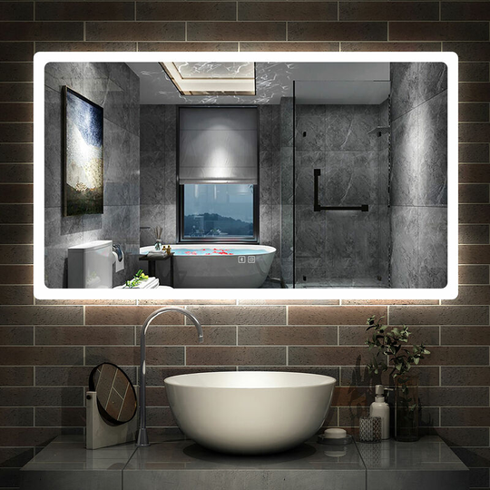 Biubiubath - 120x70cm led Bathroom Wall Mirrors with Bluetooth, Adjustable Colors, Anti-Fog