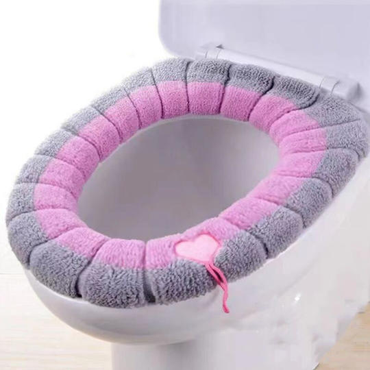 2 knitted toilet seat cushion toilet seat cover household washing thickened Nordic toilet seat cushion toilet ring (double color gray mixed