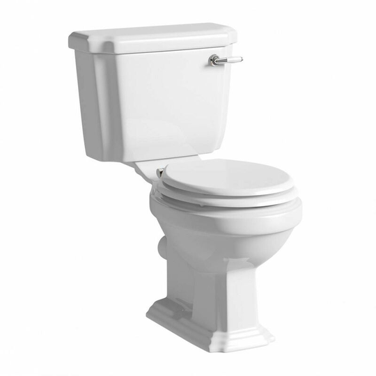Dulwich close coupled toilet with soft close wooden toilet seat white - White - Orchard