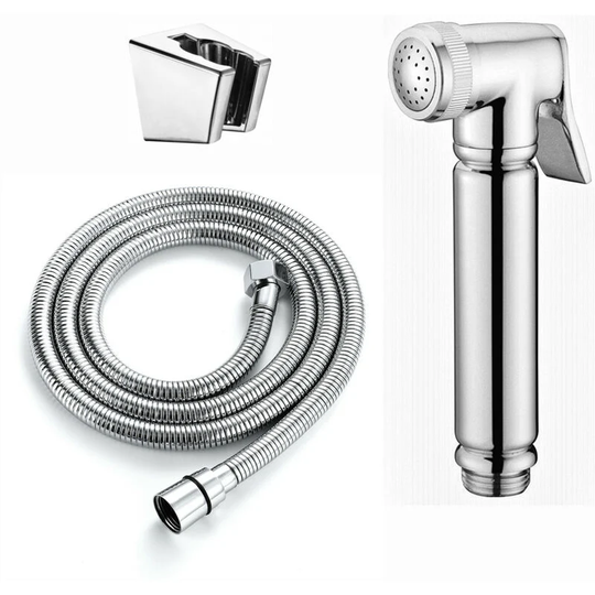 Enki - EB001, Modern Brass Handset Spray Bidet Shattaf Rinse Douche with Wall Bracket - Chrome